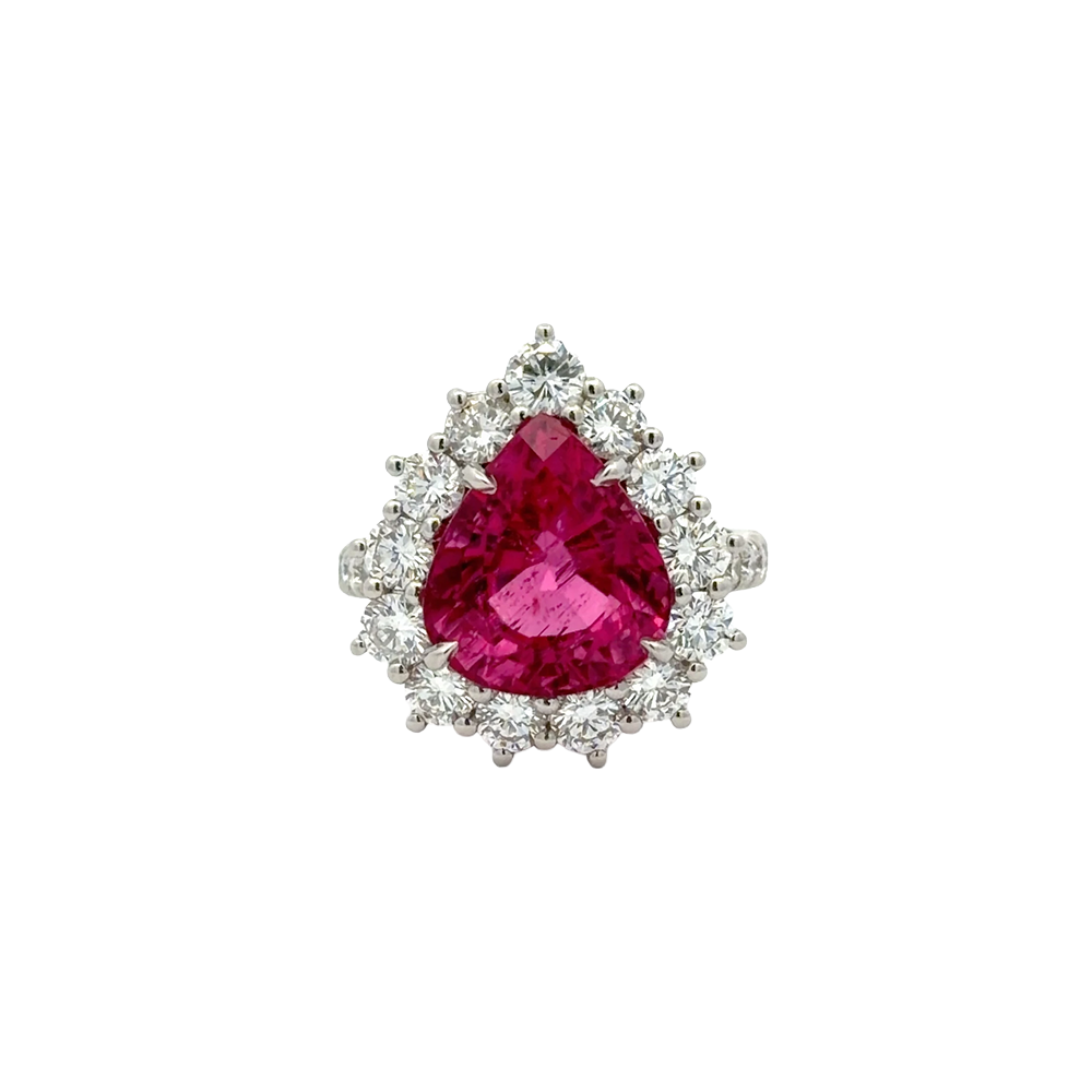 PLAT 6.06CT RUBELITE TOURM 2.05CT NTRL DIA RING 9.3G