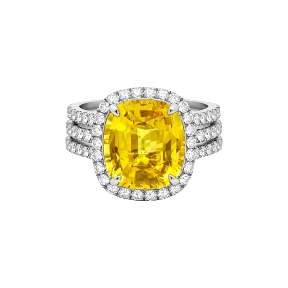 Platinum 10ct Yellow Sapphire 2.22cttw Diamond Ring