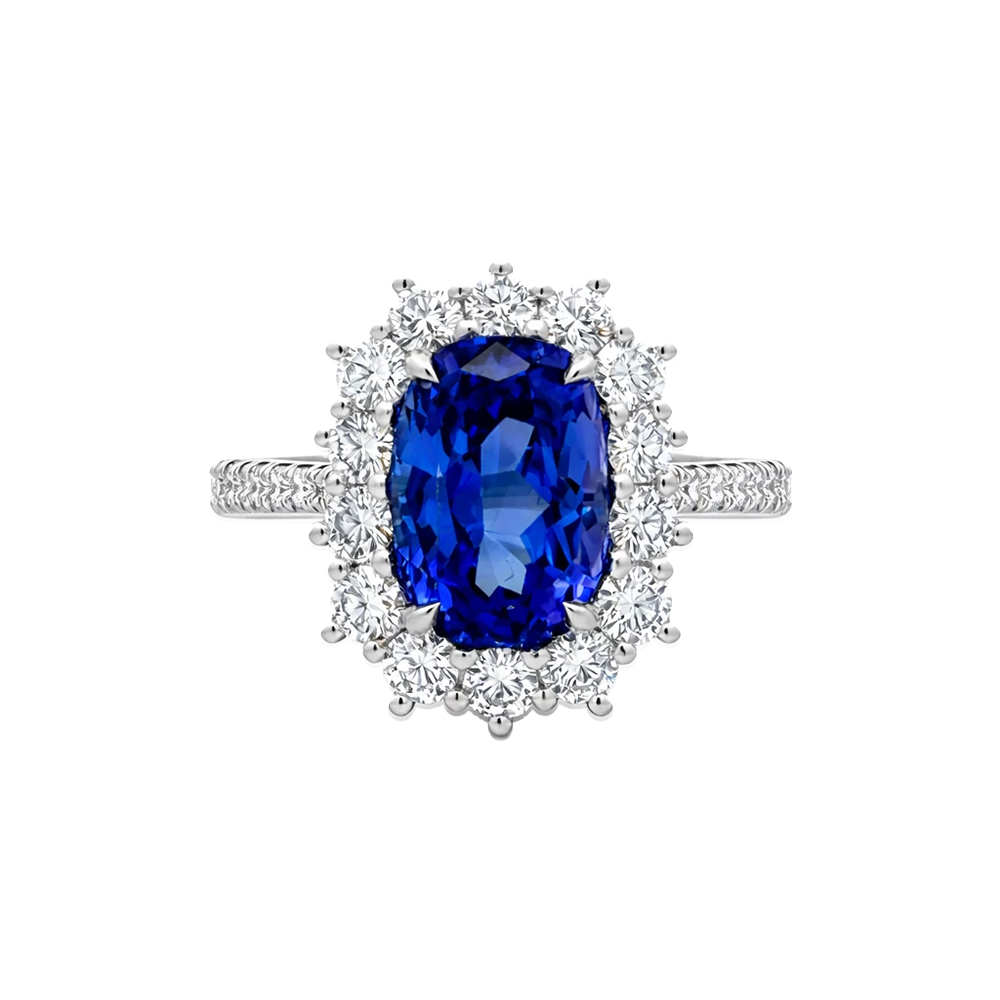 Platinum 3.8CT Tanzanite 1.78CT Natural Diamond Ring