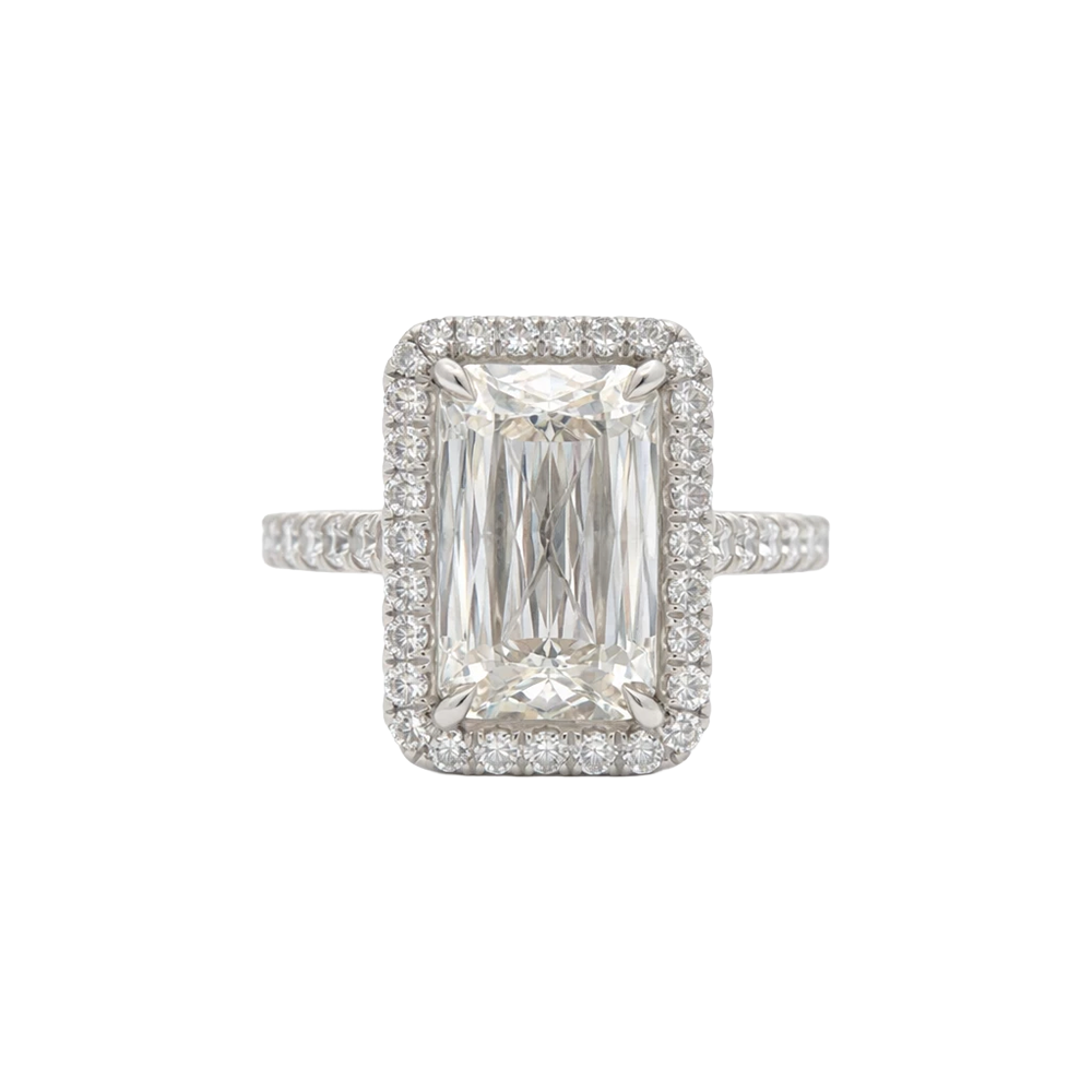 Platinum Emerald Cut Diamond Ring