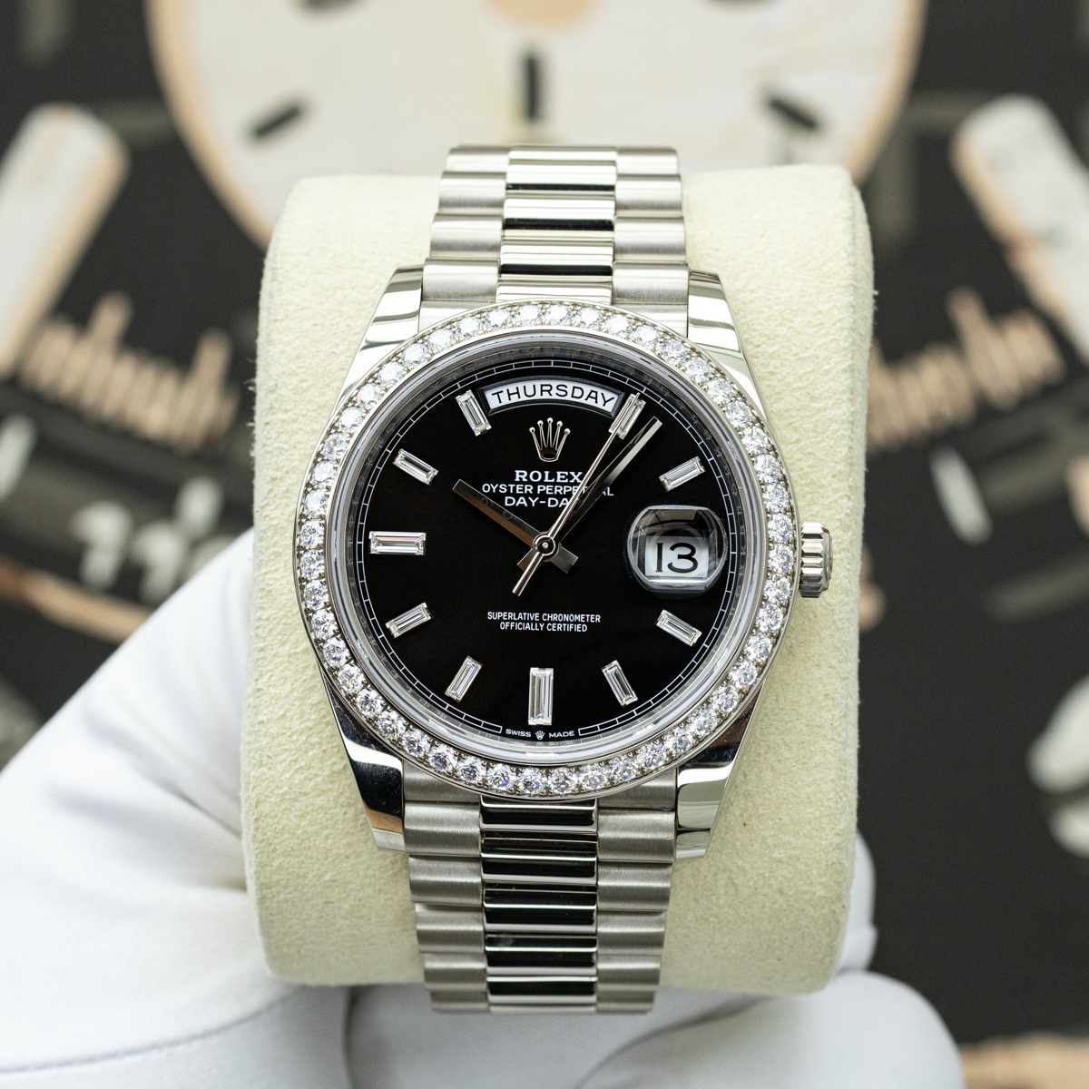 Rolex Day-Date 228349RBR 40mm Onyx Baguette Dial