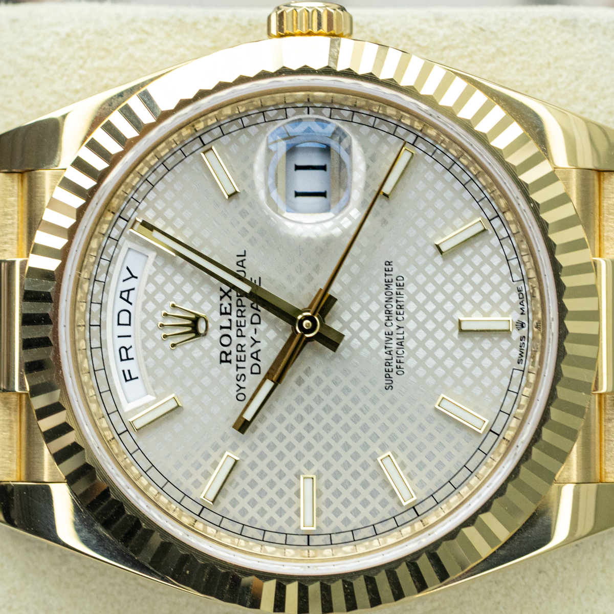 Rolex Day-Date 228238 40mm Silver Motif Dial Pre-Owned
