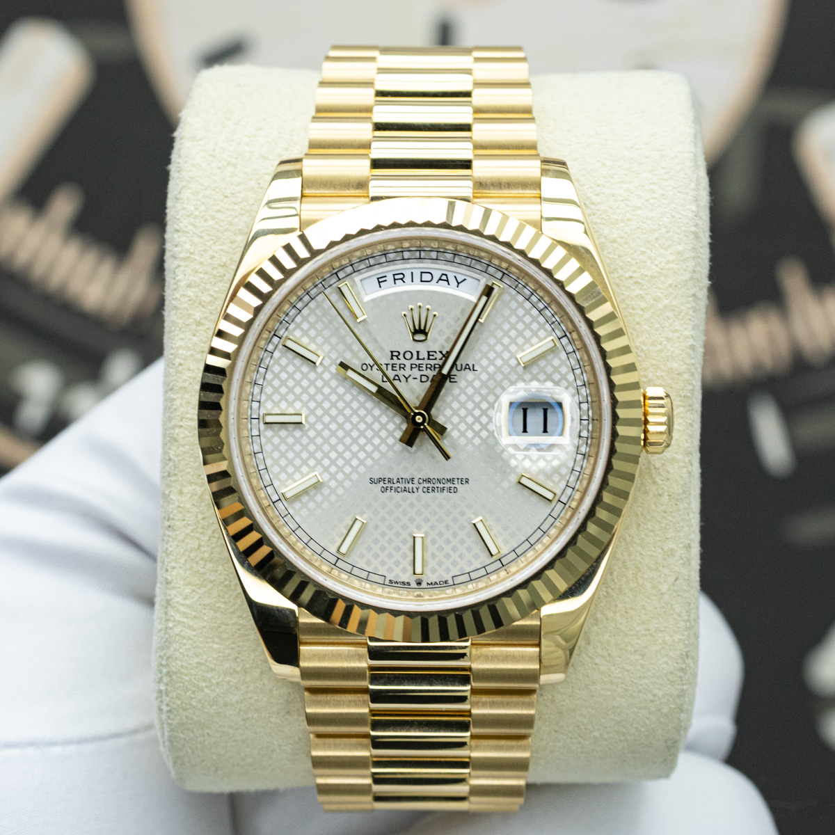 Rolex Day-Date 228238 40mm Silver Motif Dial Pre-Owned