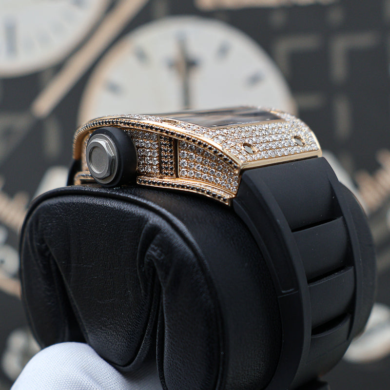 Richard Mille RM010 48mm Rose Gold Custom Diamond-Set Case Openworked Dial Pre-Owned