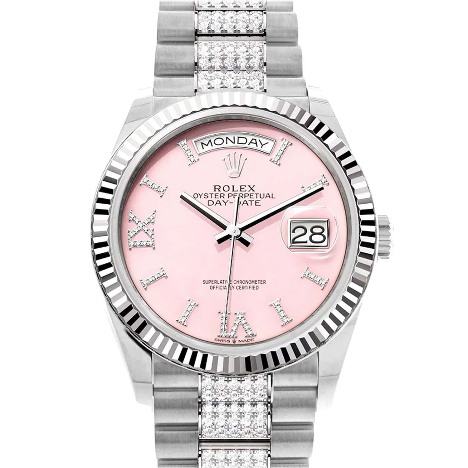 Rolex Day-Date 36 White Gold Pink Diamond Dial 128239