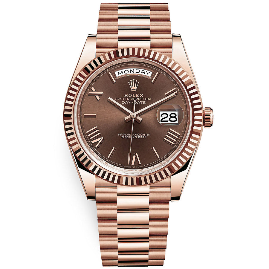 Rolex Day-Date 40 Presidential 228235 Fluted Bezel Chocolate Dial