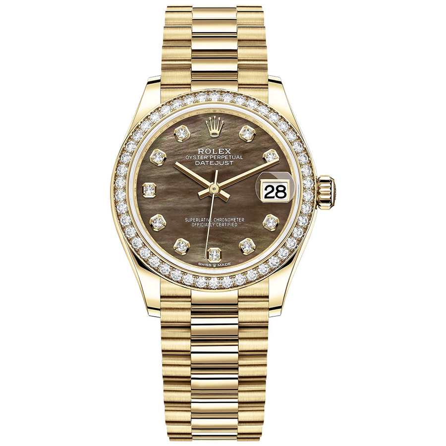 Rolex Datejust Black Mother Of Pearl Diamond Dial Diamond Bezel 31mm 278288RBR