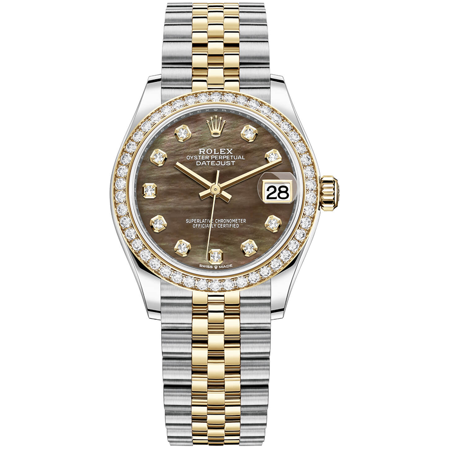 Rolex Datejust Black Mother Of Pearl Diamond Dial Diamond Bezel 31mm 278383RBR