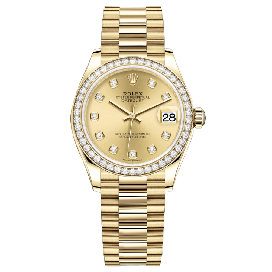 Rolex Datejust Champagne Diamond Dial Diamond Bezel 31mm 278288RBR