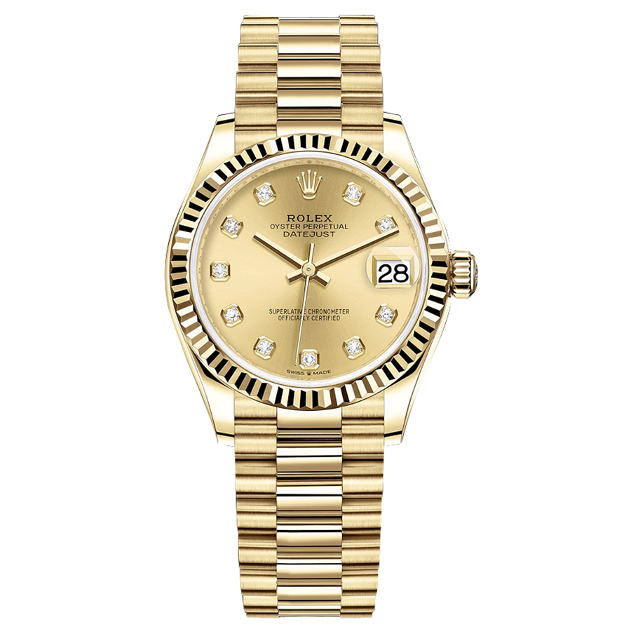 Rolex Datejust Champagne Diamond Dial Fluted Bezel 31mm 278278