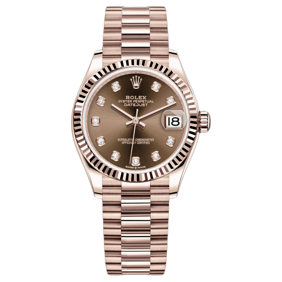 Rolex Datejust Chocolate Diamond Dial Fluted Bezel 31mm 278275