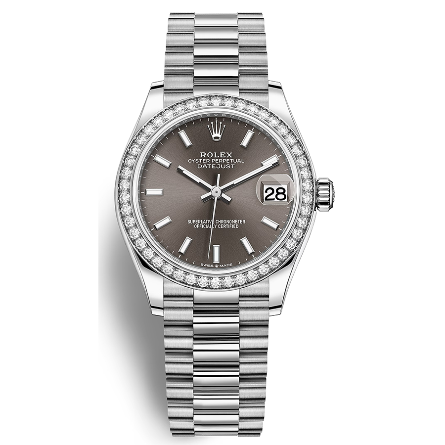 Rolex Datejust Dark Grey Dial Diamond Bezel 31mm 278289RBR