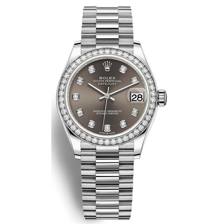 Rolex Datejust Dark Grey Diamond Dial Diamond Bezel 31mm 278289RBR