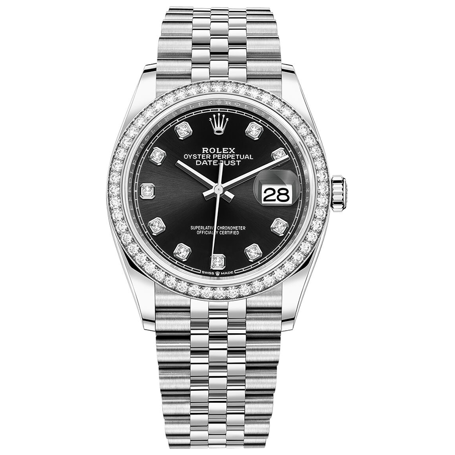 Rolex Datejust Black Diamond Dial Diamond Bezel 36mm 126284RBR