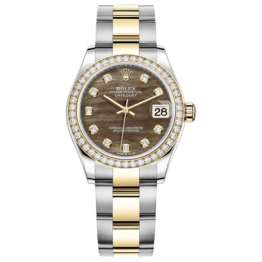 Rolex Datejust II Black Mother Of Pearl Diamond Dial Diamond Bezel 31mm 278383RBR