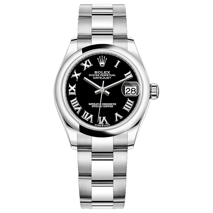 Rolex Datejust Black Roman Numeral Dial Domed Bezel 31mm 278240