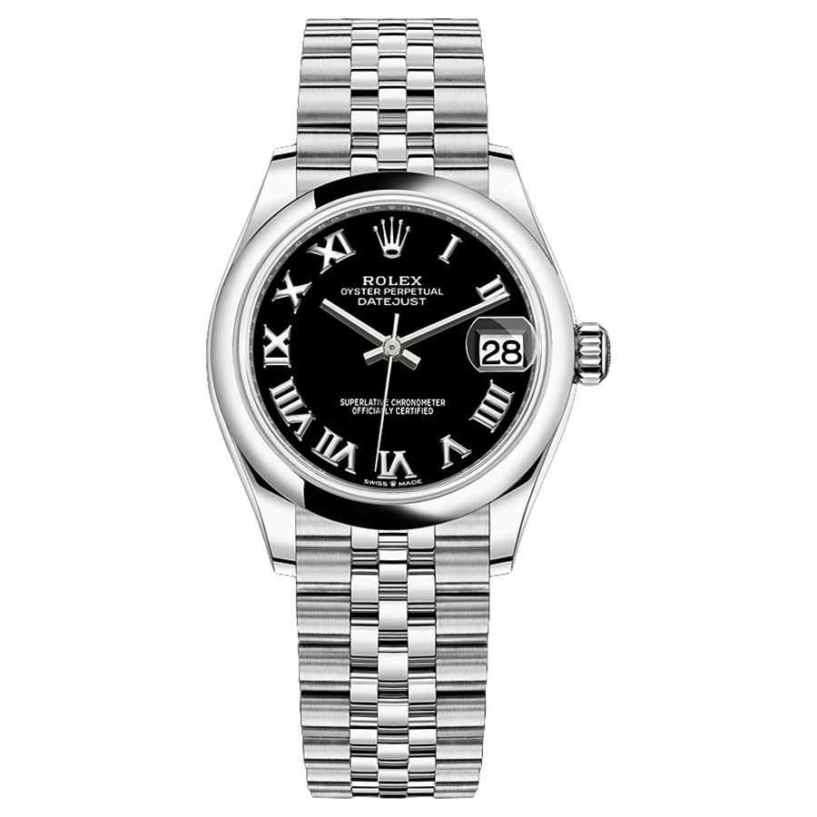 Rolex Datejust Black Roman Numeral Dial Domed Bezel 31mm 278240