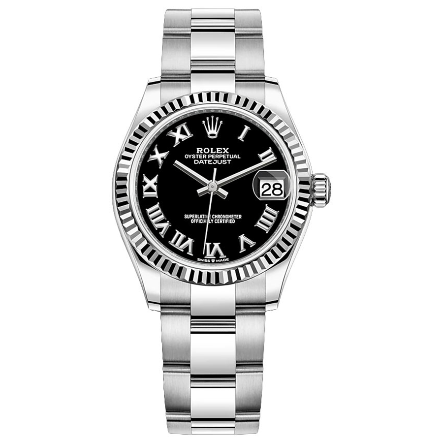 Rolex Datejust Black Roman Numeral Dial Fluted Bezel 31mm 278274