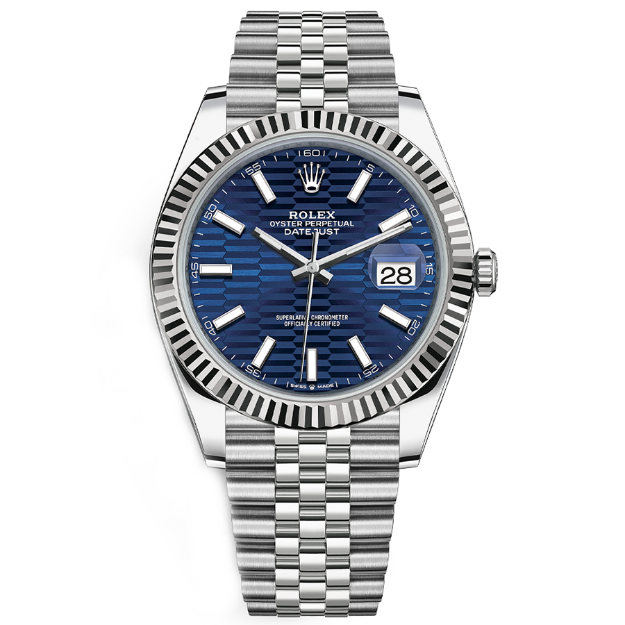 Rolex Datejust II Bright Blue, Fluted Motif Fluted Dial 41mm 126334