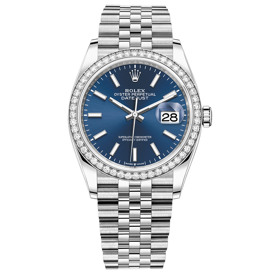 Rolex Datejust Bright Blue Dial Diamond Bezel 36mm 126284RBR