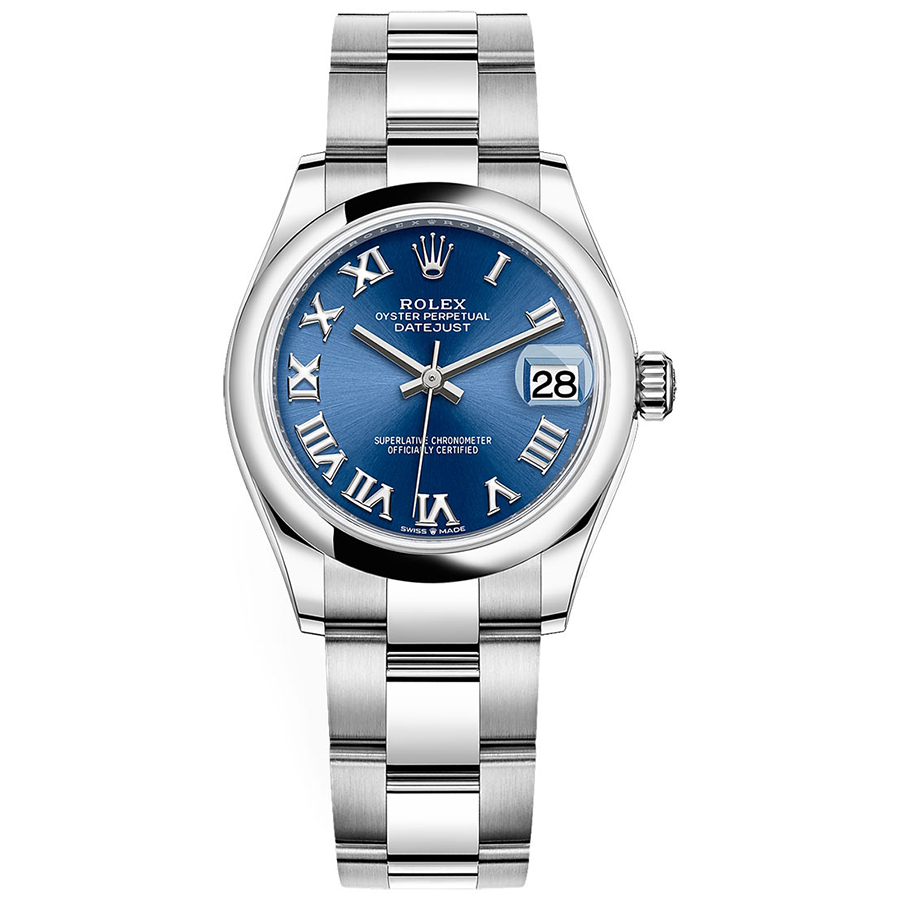 Rolex Datejust Bright Blue Roman Numeral Dial Domed Bezel 31mm 278240