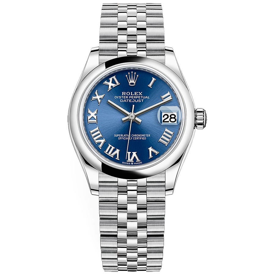 Rolex Datejust Bright Blue Roman Numeral Dial Domed Bezel 31mm 278240