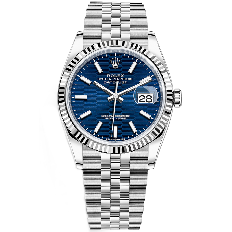 Rolex Datejust II Bright Blue, Fluted Motif Fluted Dial 36mm 126234