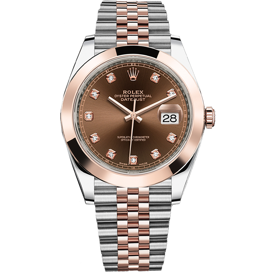 Rolex Datejust 41mm Chocolate Diamond Dial Smooth Bezel 126301