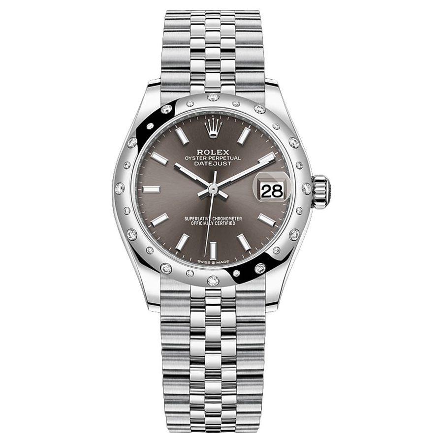 Rolex Datejust Dark Grey Dial Diamond-Set Bezel 31mm 278344RBR