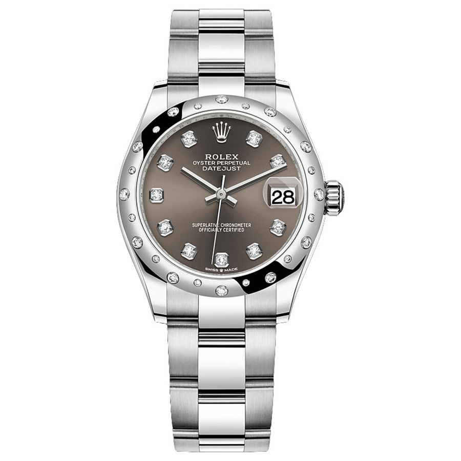 Rolex Datejust Dark Grey Diamond Dial Diamond-Set Bezel 31mm 278344RBR