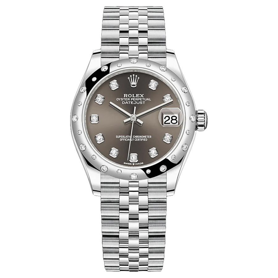 Rolex Datejust Dark Grey Diamond Dial Diamond-Set Bezel 31mm 278344RBR