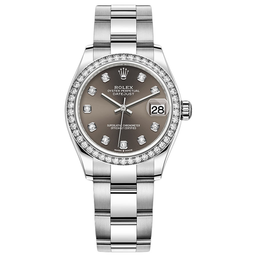 Rolex Datejust Dark Grey Diamond Dial Diamond Bezel 31mm 278384RBR