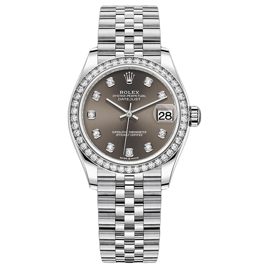 Rolex Datejust Dark Grey Diamond Dial Diamond Bezel 31mm 278384RBR