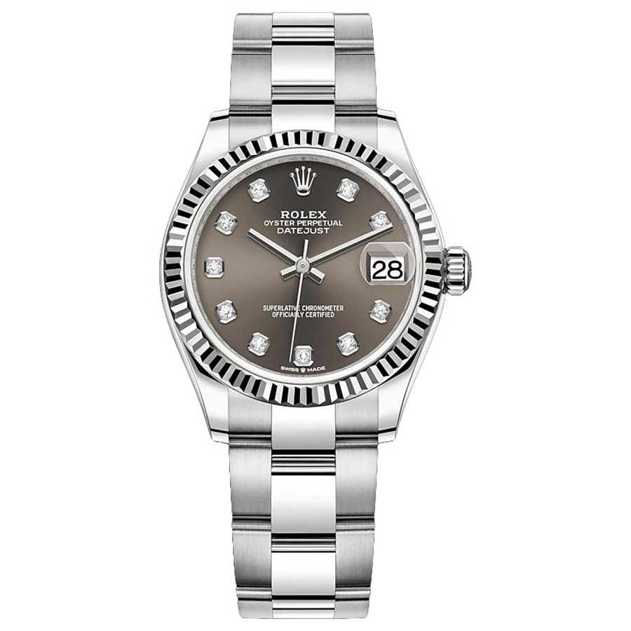 Rolex Datejust Dark Grey Diamond Dial Fluted Bezel 31mm 278274