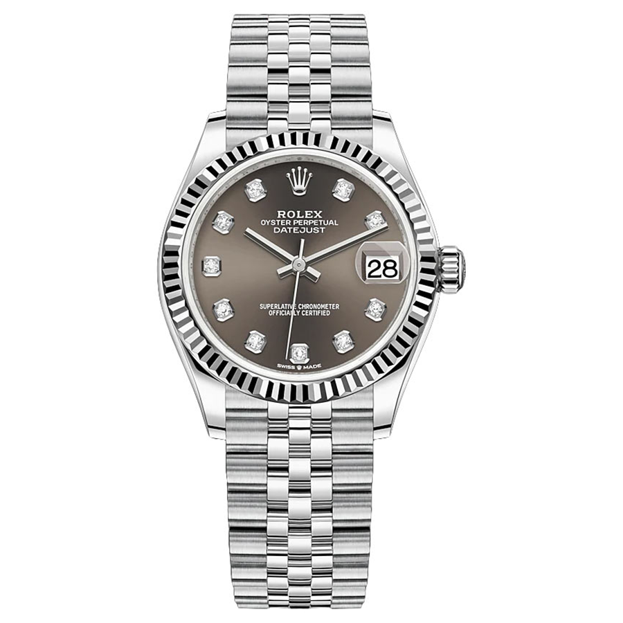 Rolex Datejust Dark Grey Diamond Dial Fluted Bezel 31mm 278274