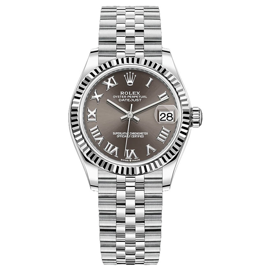 Rolex Datejust Dark Grey Roman Numeral Dial Fluted Bezel 31mm 278274