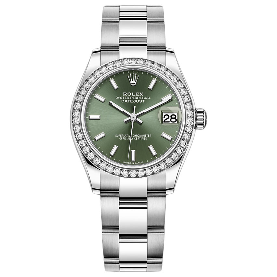 Rolex Datejust Mint Green Dial Diamond Bezel 31mm 278384RBR