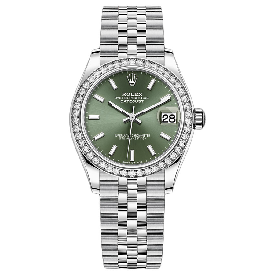 Rolex Datejust Mint Green Dial Diamond Bezel 31mm 278384RBR