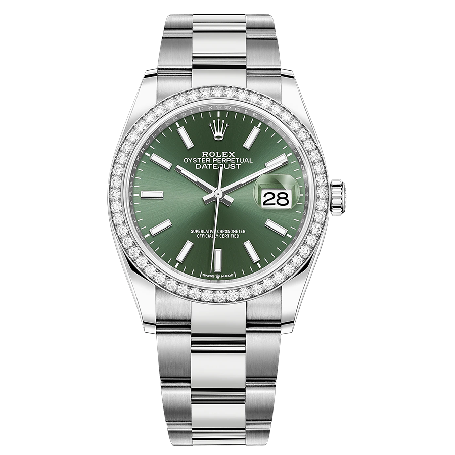 Rolex Datejust Mint Green Dial Diamond Bezel 36mm 126284RBR