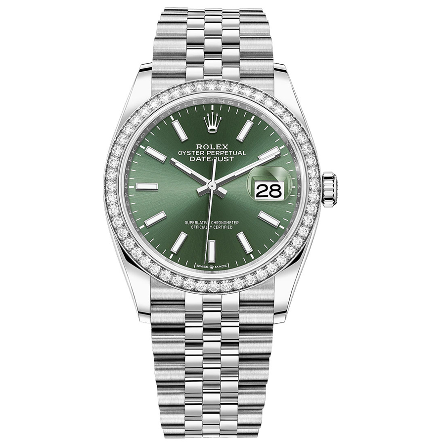 Rolex Datejust Mint Green Dial Diamond Bezel 36mm 126284RBR