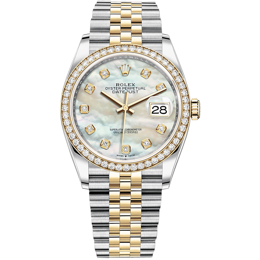 Rolex Datejust Mother Of Pearl Diamond Dial Diamond Bezel 36mm 126283RBR