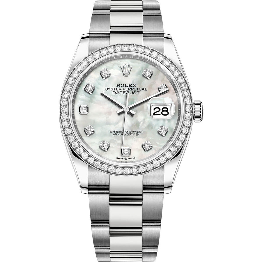 Rolex Datejust Mother Of Pearl Diamond Dial Diamond Bezel 36mm 126284RBR