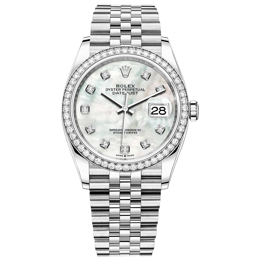 Rolex Datejust Mother Of Pearl Diamond Dial Diamond Bezel 36mm 126284RBR