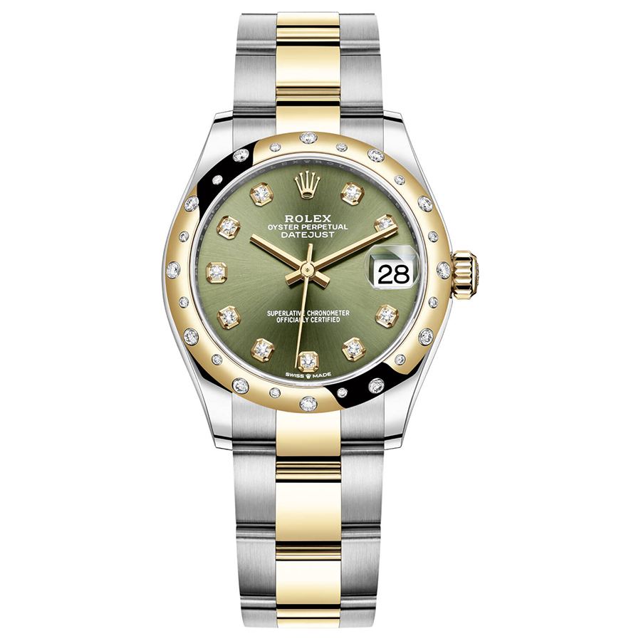 Rolex Datejust II Olive Green Diamond Dial Diamond-Set Bezel 31mm 278343RBR