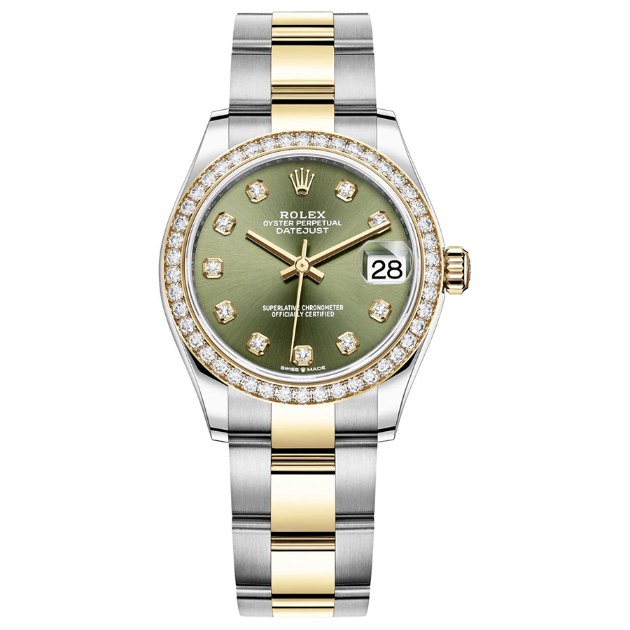 Rolex Datejust II Olive Green Diamond Dial Diamond Bezel 31mm 278383RBR