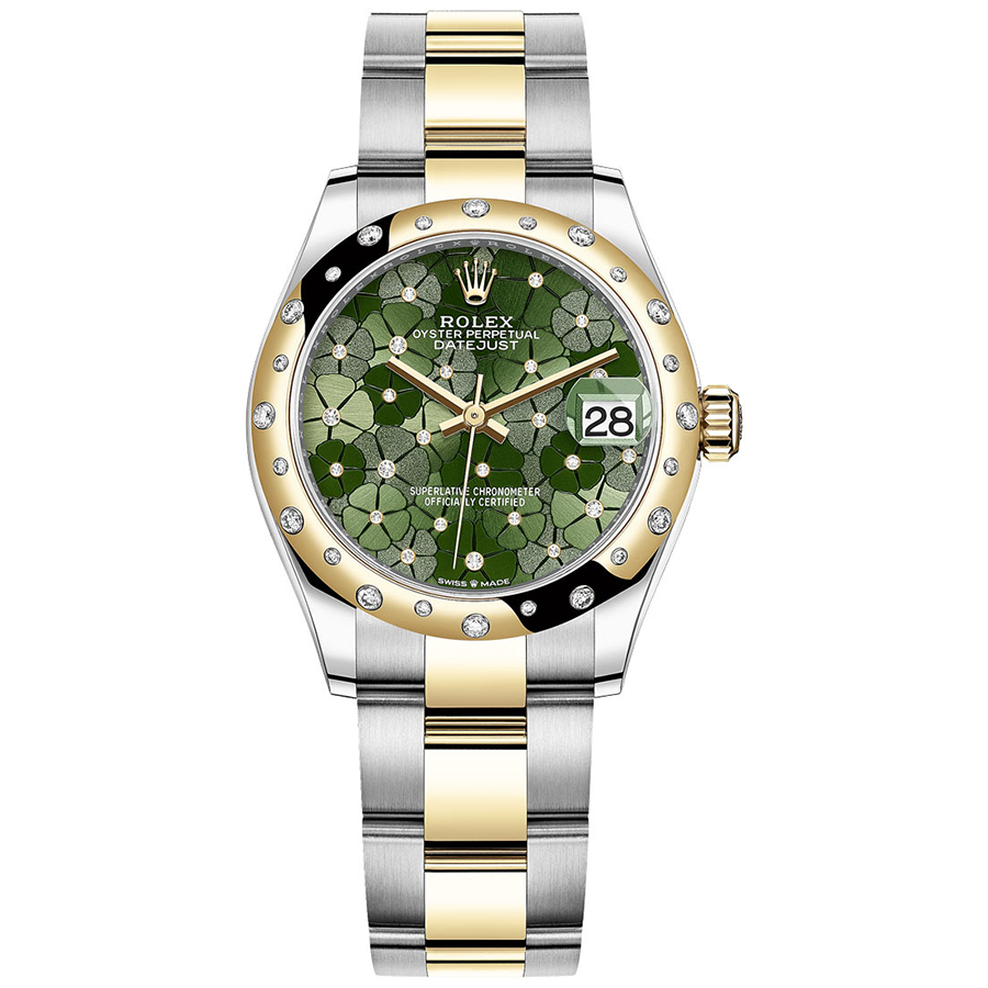 Rolex Datejust II Olive Green Floral Motif Dial Diamond-Set Bezel 31mm 278343RBR