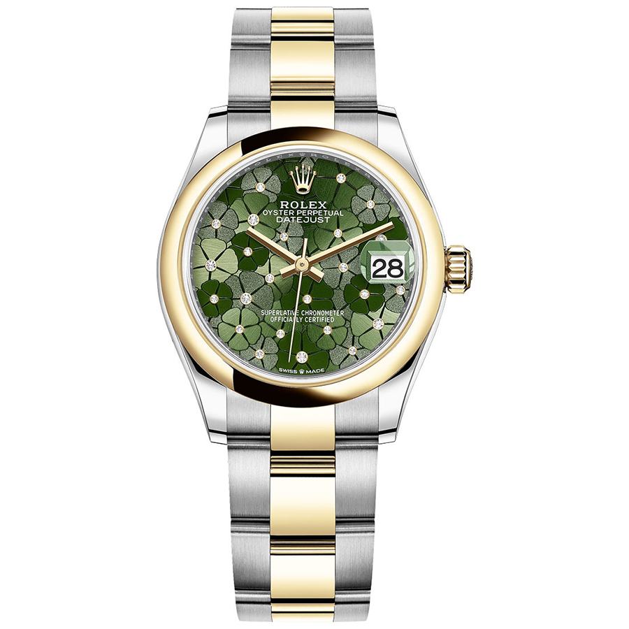 Rolex Datejust Olive Green Floral Motif Dial Domed Bezel 31mm 278243