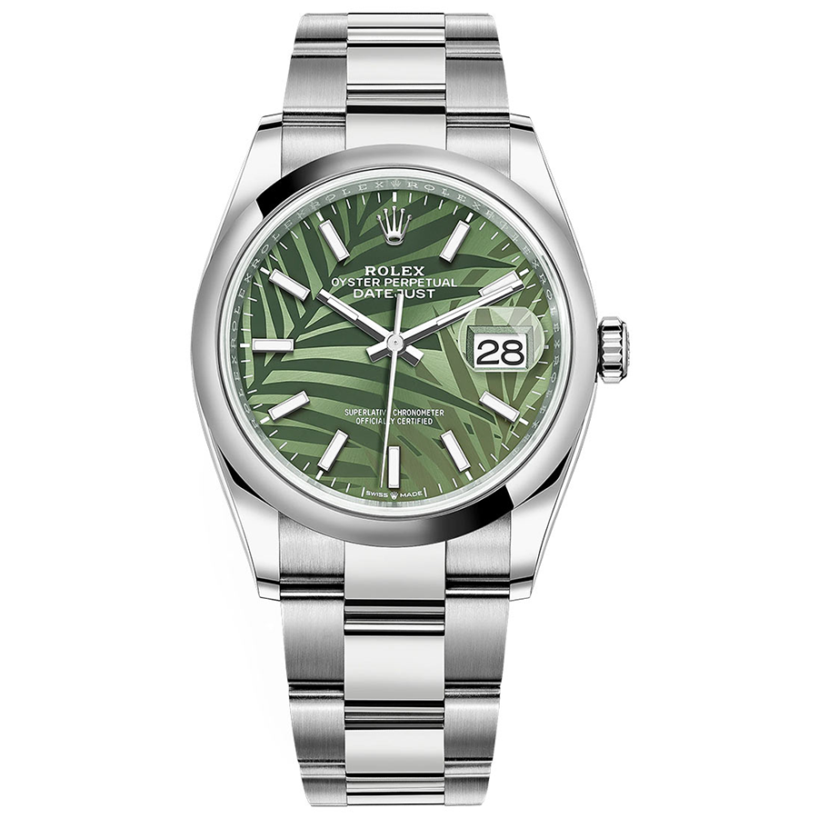 Rolex Datejust II Olive Green, Palm Motif Domed Dial 36mm 126200