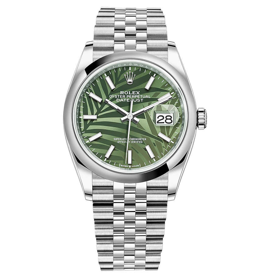 Rolex Datejust II Olive Green, Palm Motif Domed Dial 36mm 126200