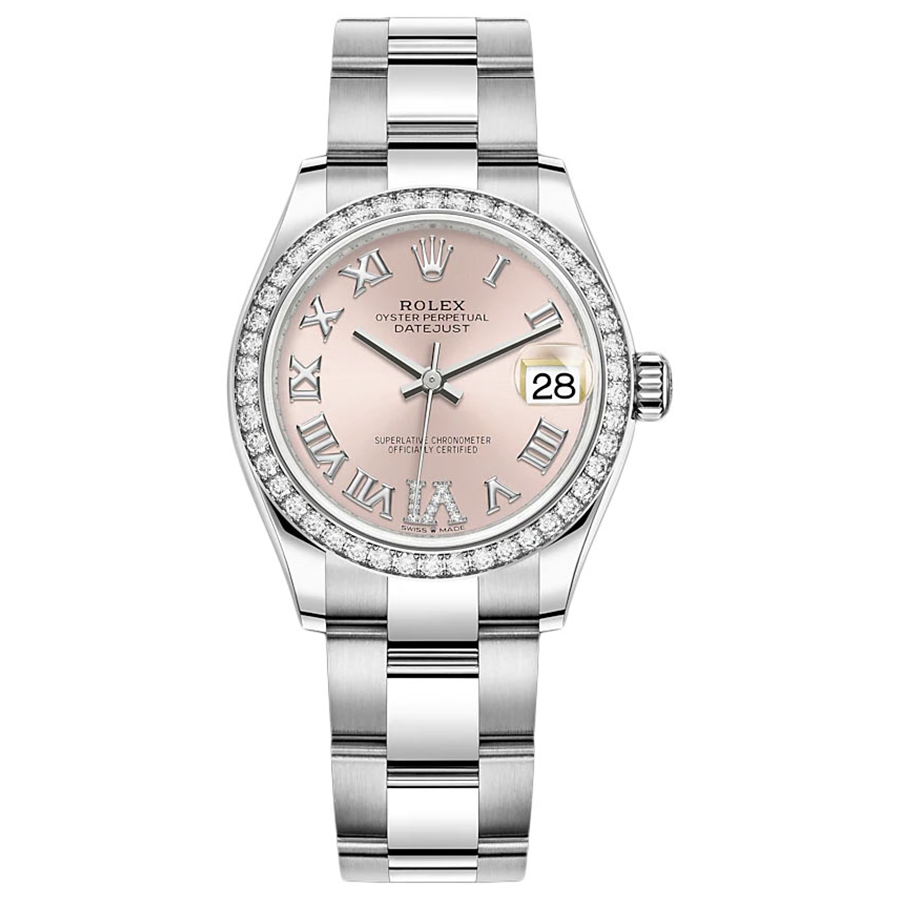 Rolex Datejust Pink Diamond Roman Numeral Dial Diamond Bezel 31mm 278384RBR